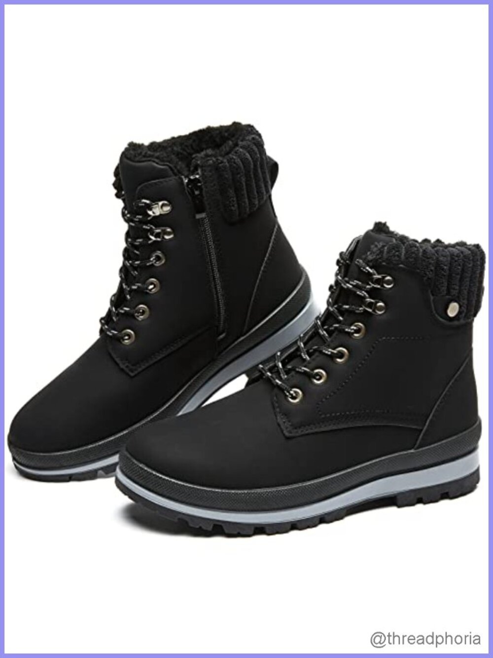 Waterproof Synthetic Leather Ankle Boots Fur Lined Non Slip Winter Snow Boots